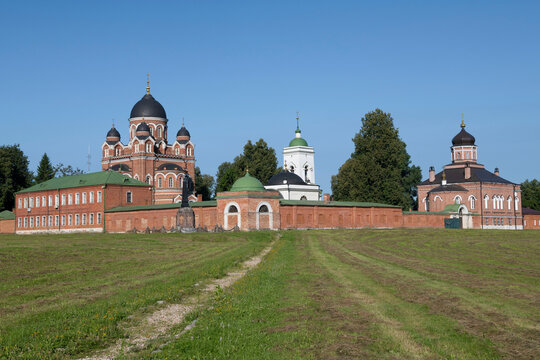 The ancient Spaso-Borodino monastery on a sunny July morning. Borodino field. Moscow region, Russia