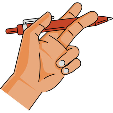 left hand holding pen illustration