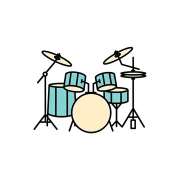 Minimalist drum set vector with cymbals and percussion gear