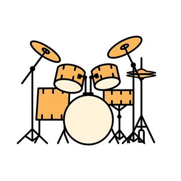 Minimalist orange drum set vector on a white background