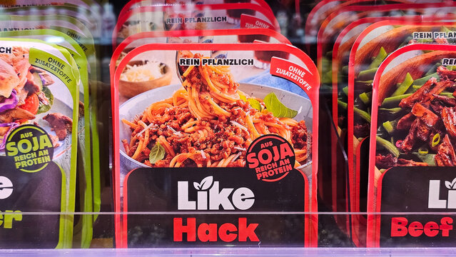 Likemeat hack plant-based pasta sauce packaging in supermarket