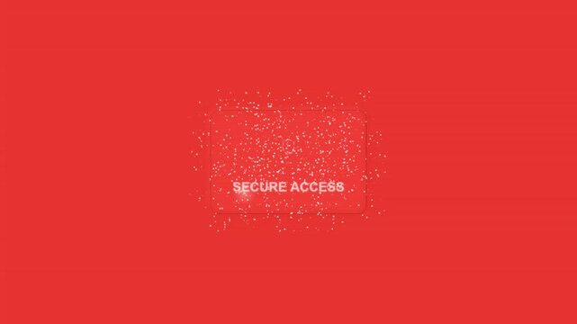 Digital secure access notification with particles dissolving on red screen