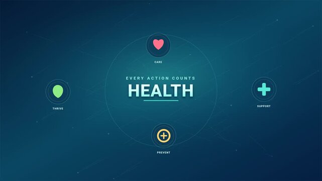 Global Wellness Health Animation with Heartbeat Line