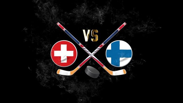 Switzerland vs Finland Hockey Rivalry with National Flags