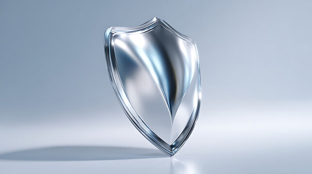 Minimal transparent shield icon isolated on a clean background, symbolizing cybersecurity, digital protection, privacy, secure systems, trusted networks and modern cyber defense.
