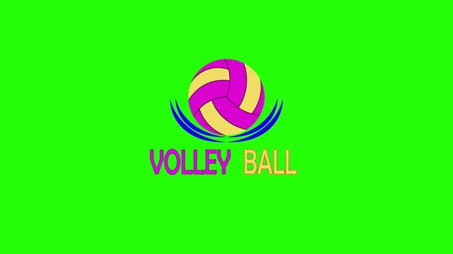 Volleyball symbol logo for a championship or match. Green screen background.