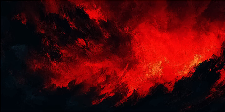 Abstract inferno of burning clouds in vivid red and orange hues with dark moody tones creating a dramatic and intense atmosphere.