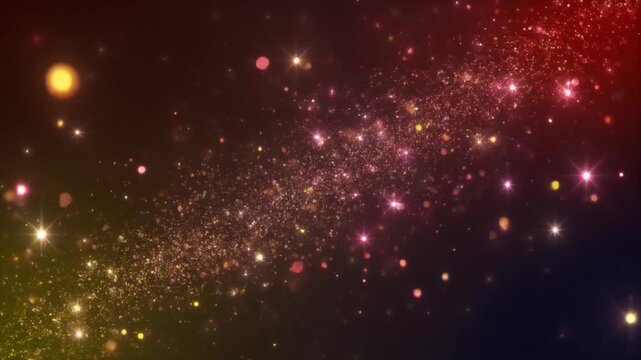 Sparkle dust loop glitter diagonal drift with glow forming highlights across backdrop