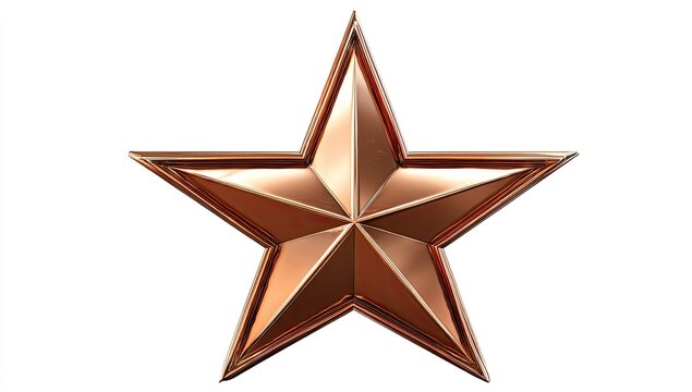 Polished copper five-pointed star with sharp edges on white