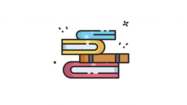 Animated Icon of Stacked Books for Education, Learning and Knowledge