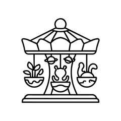 Whimsical Carousel Outline Icon: Teddy Bear, Plant, and Cat Rides © hb