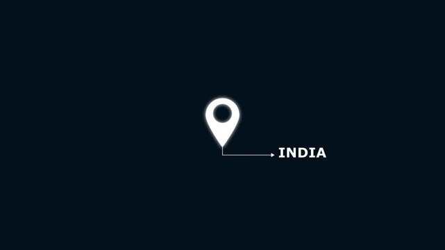 India GPS Map pin Location Animation with Digital Navigation Pointer on transparent background with alpha chanel.India map with destination location concept animation.