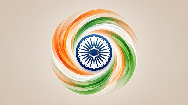 Tricolour Indian flag with Ashok wheel background illustration, 15th August Indian Happy Independence Day poster design