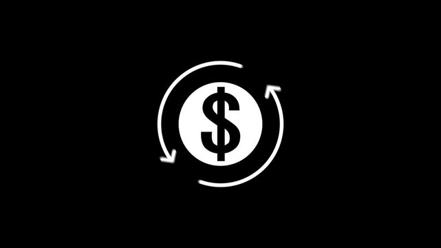 dollar banking icon. dollar currency symbol with round arrow rotating animation.