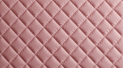 Obraz premium Soft pink quilted fabric background with geometric diamond pattern. Textile surface displays elegant stitched squares texture for luxury design projects. Stylish wallpaper material creates modern
