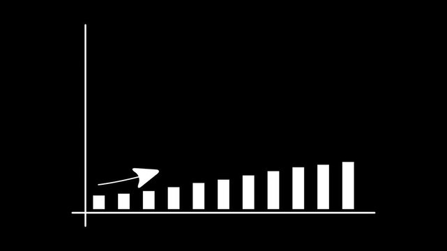 Abstract business graph animation. Business growth and start business ideas Success business graphs and financial business growth .Finance business graph chart with uparrow concept on black background