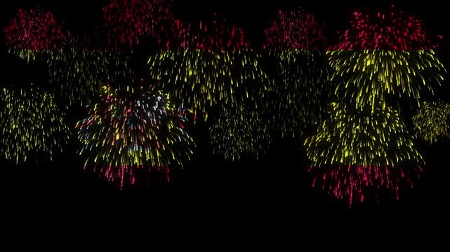 Spain Flag Revealing Fireworks Display Celebration Motion Background Spanish National Day Festival VFX Video