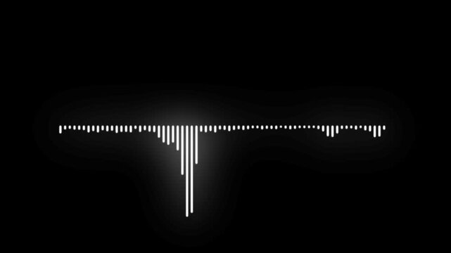 black video footage of audio visualizer on white background. Abstract music waves oscillation. Futuristic sound wave visualization. wave form Audio ,spectrum voice, Isolated on transparent background