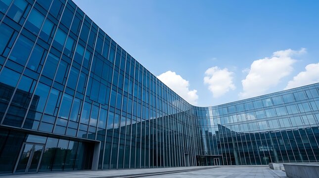 Futuristic financial center architecture showcasing towering glass windows and steel structures