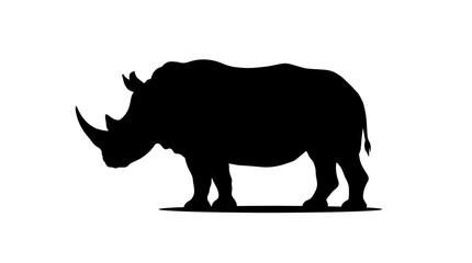 Black Silhouette of a Rhinoceros Standing © Sangu