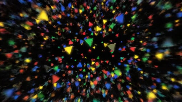Exploding Colorful Triangles on Black Background: Abstract Motion Graphics