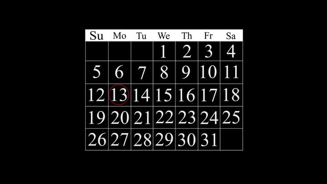 Business manages time for effective work. The 13th day Highlight by a red circle appointment reminders and meeting agenda on the calendar Time management concept 4k video.