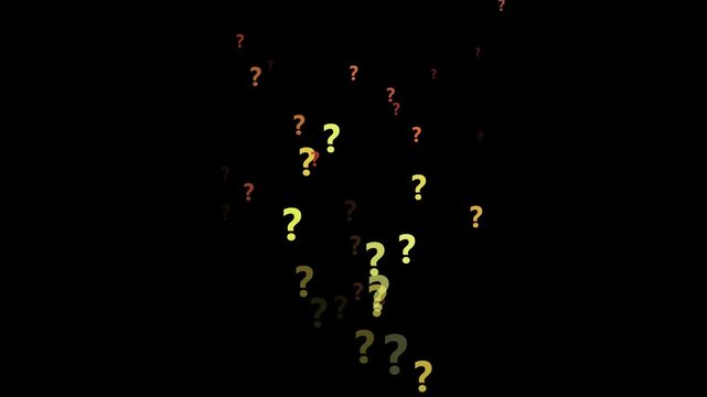 question mark floating animation on green screen background, thinking, confused sign symbol chroma key animated background