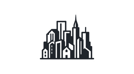 Obraz premium Geometric black building icons abstract set.
