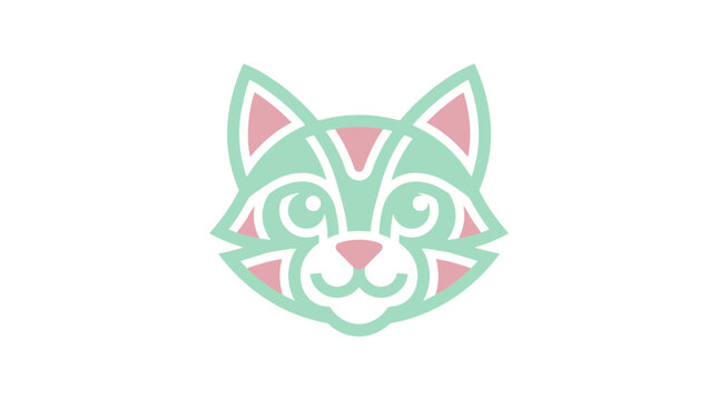 Geometric mint green cat head logo