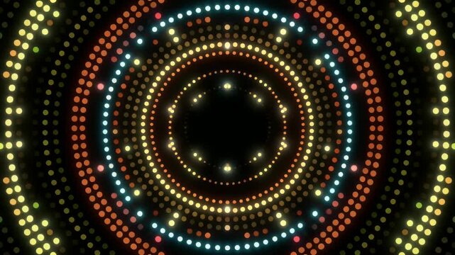 虹色の光点が広がる万華鏡の円