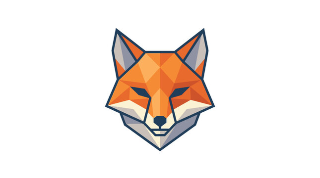 Low poly geometric orange fox head illustration.