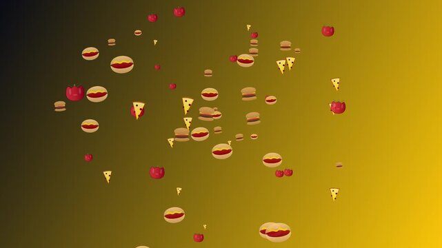Fast food items floating on a gradient background for commercial menu