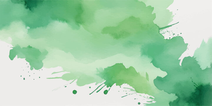 Abstract watercolor world map illustration with green earth globe, continents, sea, geography and travel theme in artistic grunge vector style