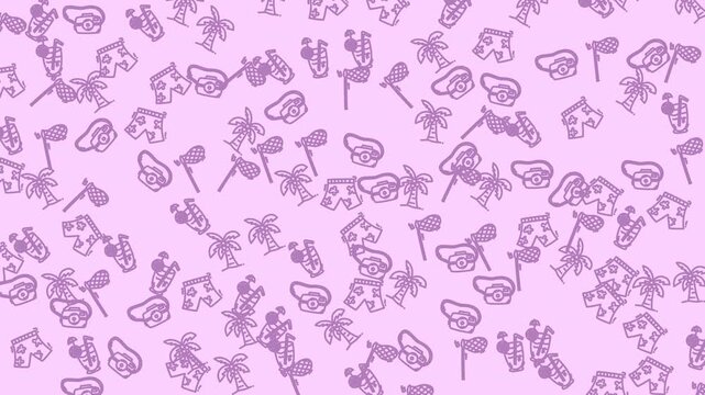 Repeated purple tropical palm tree icons suitable for summerthemed designs, tropical advertisements, vacationrelated graphics, and beachthemed projects.