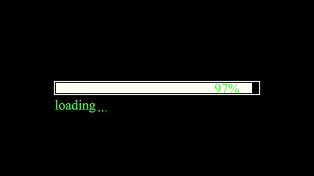 The white data loading bar indicates animation,alpha channel.Pixel loading bar Animation video 4k .loading number freen colore