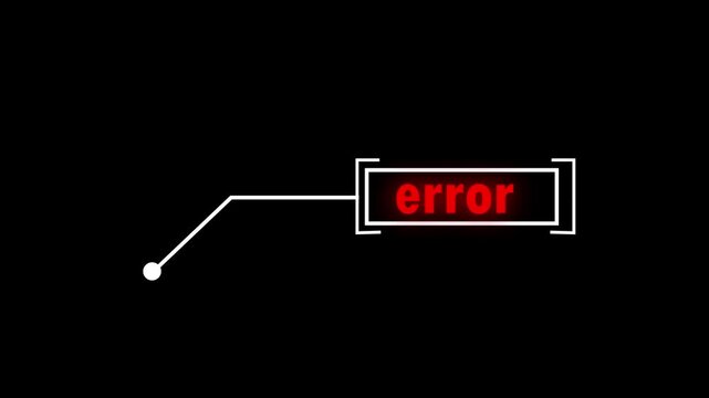 Animation of HUD elements with red colore text Error . Animate a white callus for text Callout futuristic hud animation. Simple HUD elements frame lines callout animation.