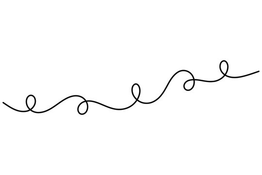 Abstract wave one line art created with a single flowing black line forming graceful looping curves in a modern minimalist composition. Editable vector illustration.