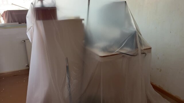 Room preparation before painting and renovating