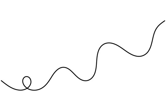 .Abstract wave one line art depicting an elegant continuous black line with fluid curved loops in a clean minimalist style. Editable vector illustration on white.