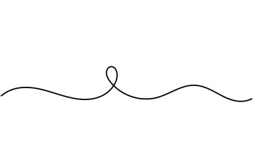 Obraz premium Abstract wave one line art depicting an elegant continuous black line with fluid curved loops in a clean minimalist style. Editable vector illustration on white.