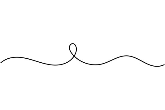 Abstract wave one line art depicting an elegant continuous black line with fluid curved loops in a clean minimalist style. Editable vector illustration on white.