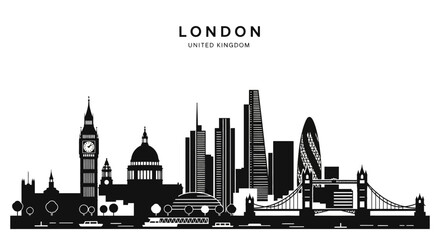 Obraz premium London Skyline Silhouette - Iconic Landmarks of United Kingdom