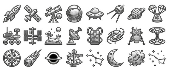Set of Hand Drawn Space and Astronomy Icons © Devi Pratama
