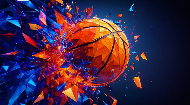 Dynamic Low Poly Basketball Explosion