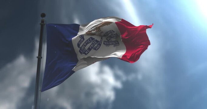 Flag of american state of Iowa, United States. Loop. Slow Motion
