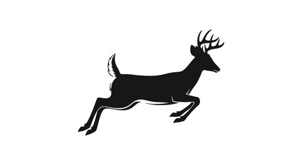 Fototapeta premium Running deer silhouette against a white background