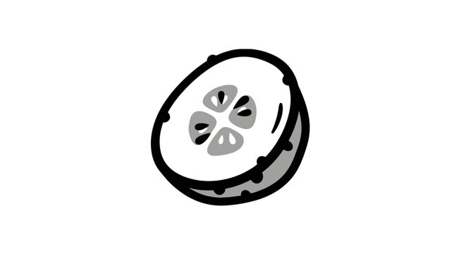 Hand drawn cucumber slice outline graphic