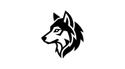 Obraz premium Simple black and white wolf head profile logo