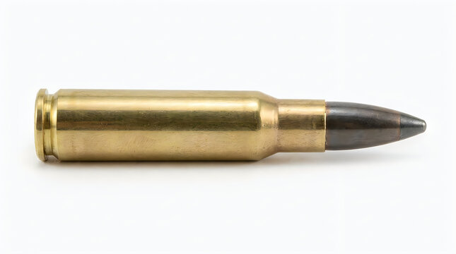 Single brass rifle bullet cartridge isolated illustration