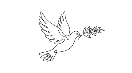 Obraz premium White Dove of Peace Flying Vector Illustration Symbolizing Freedom, Love, Hope and Harmony with Elegant Wings, Feather Design and Nature Bird Symbol Isolated Artwork